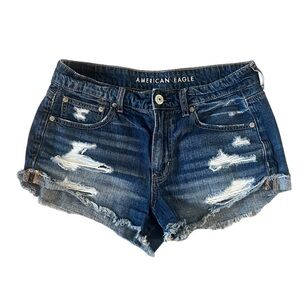 American Eagle Outfitters Tomgirl Shortie Women's Blue‎ Denim Shorts Size 6